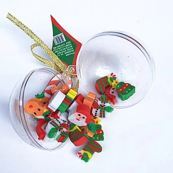 

5 Ball Christmas Gift Santa Snowman Eraser with Transparent Ball Pencil Writing Eraser Christmas Gift For Kids BV789