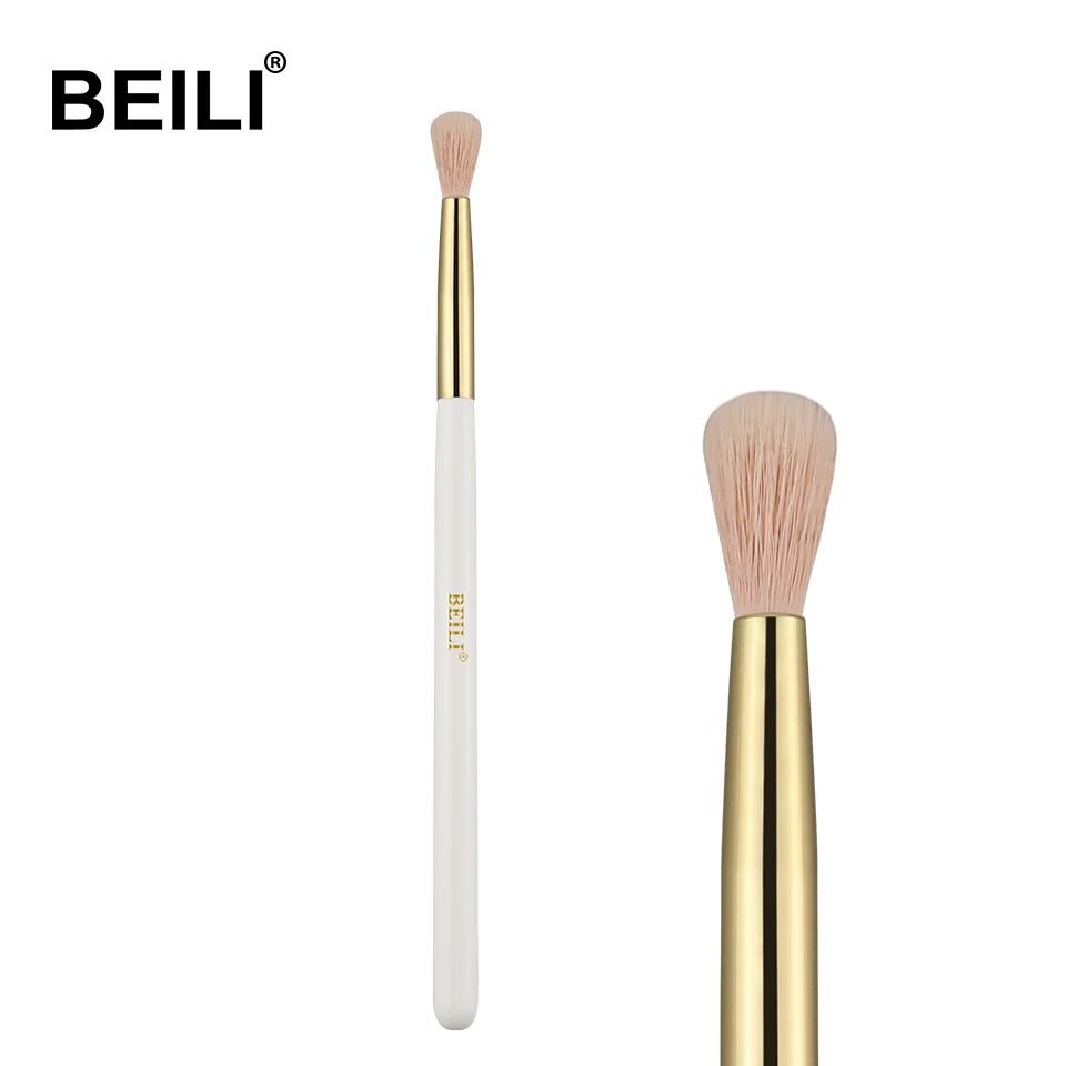 WY21 BEILI 1 piece Pearl White Makeup brush Nano wool fiber Hair Flat Foundation powder brush Handle golden ferrule - Handle Color: WY21