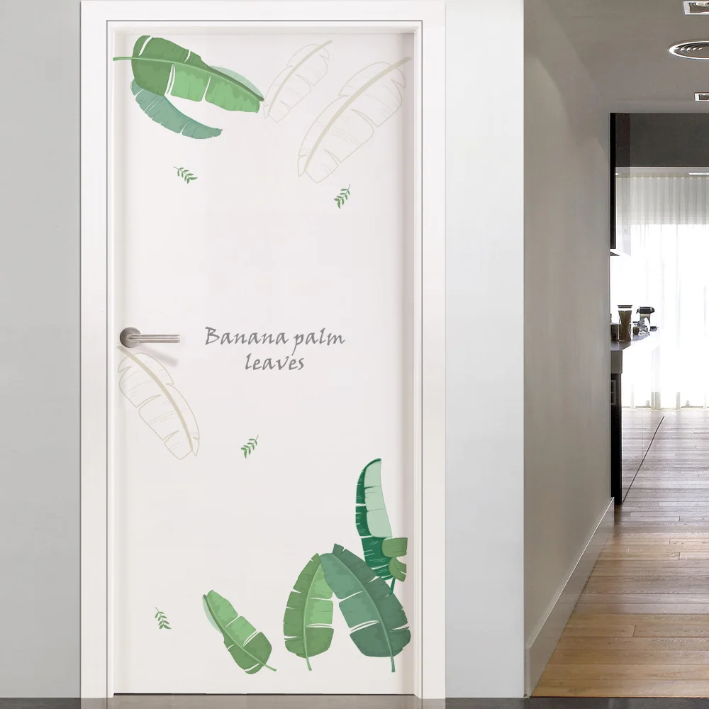 DICOR Green Leaves Wall Stickers Home Decor Living Room Decoration for Door Sticker Creative Removable Pvc Bedroom Decor Diy New - Цвет: B