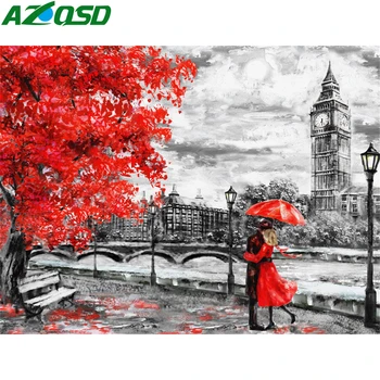 

AZQSD Painting By Numbers Couple Acrylic Oil Painting By Numbers Landscape Tree Hand Paint Kit Canvas Home Decoration Gift