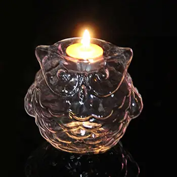 

Owl Shape Glass Candlestick With Candle Home Decoration Lighting Romantic