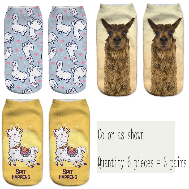 Style as shown Cute funny animal print women's socks 3D three-dimensional pattern sheep unicorn camel cartoon socks gift new beautiful - Цвет: Style as shown