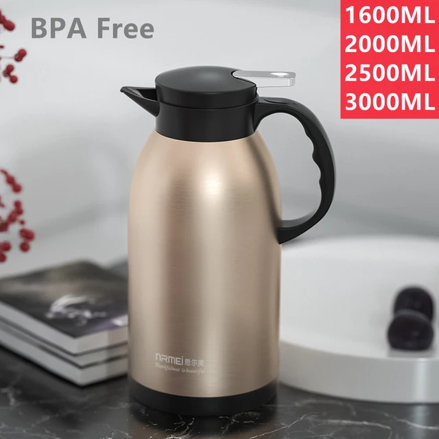 Thermal Carafe Thermos Kettle Stainless Steel Vacuum Insulation Pot  Household Large-Capacity Cold Water Thermos 2L European Coffee Pot Vacuum