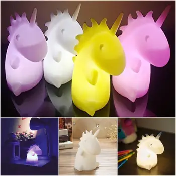 

Unicorn Colorful Night Light LED Children Room Small White Horse Night Lamp