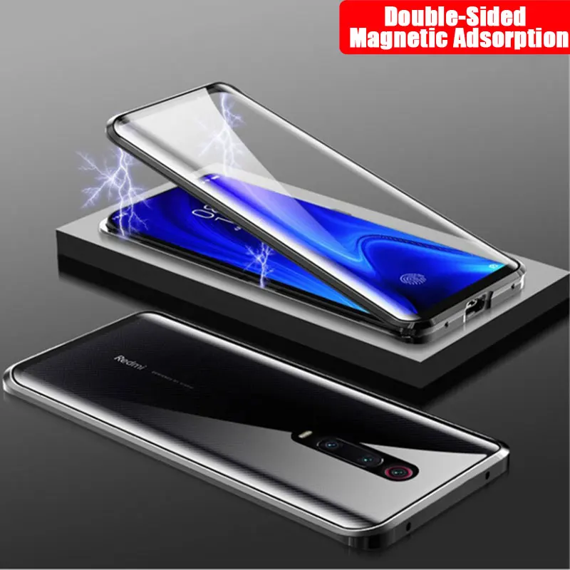 Для Xiao mi Red mi K20 Pro Чехол Металлическая магнитная двухсторонняя, для стекла+ металлический чехол-бампер для телефона для Xiaomi Redmi Note 7 mi 9T SE чехол