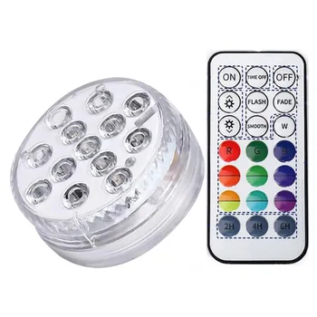 

1 Set of LED Waterproof Submarine Light Aquarium Light Magnet Sucker Light Remote Control Lamp with Battery White
