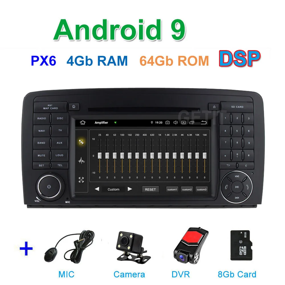 DSP 64G PX6 Android 9,0 автомобильный dvd-плеер для Mercedes Benz R class W251/R280/R300/R320/R350/R500 WiFi радио с Bluetooth и GPS стерео - Цвет: DSP PX6 CAM DVR SD