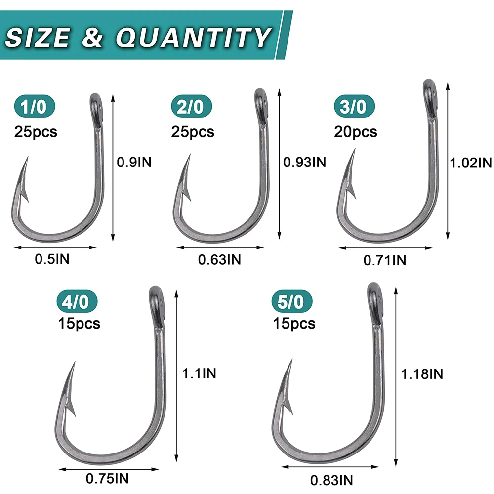 100Pcs/Box Live Bait Circle Fishing Hooks 2X Strong Stainless Steel Sharp  Point Saltwater Fishing Hook For Catfish Bait