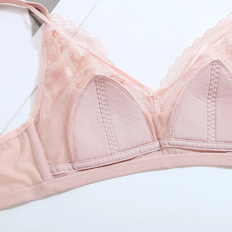 Мода французский цельный выдалбливают Bralette беспроводные мягкие бюстгальтеры для женщин Бесшовные вышивка кружевной бюстгальтер сексуальное женское белье Bh