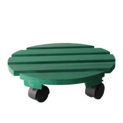 Round  Green Pine Wood  Plant Roller Plant Mover Garden Cart
