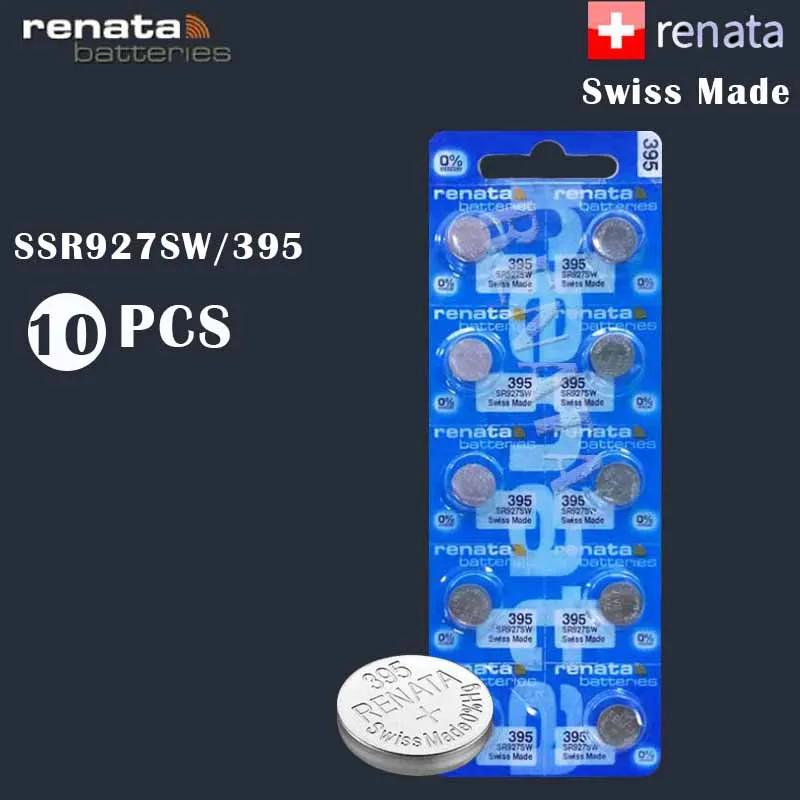 10 шт./партия Renata 395, часы с серебристым оксидом SR927SW LR57 LR927 AG7 Кнопка монета