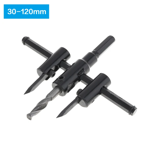 30-120/200/300mm Alloy Steel Circle Hole Saw Drill Bit Adjustable Aircraft Type Cordless Wood Cutter Tool Kit for Woodworking type 2