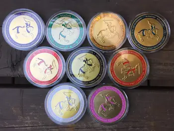 

9pcs full set gold plated horse swords in different Commemorative Coin Badg Medal Souvenir Party Souvenir