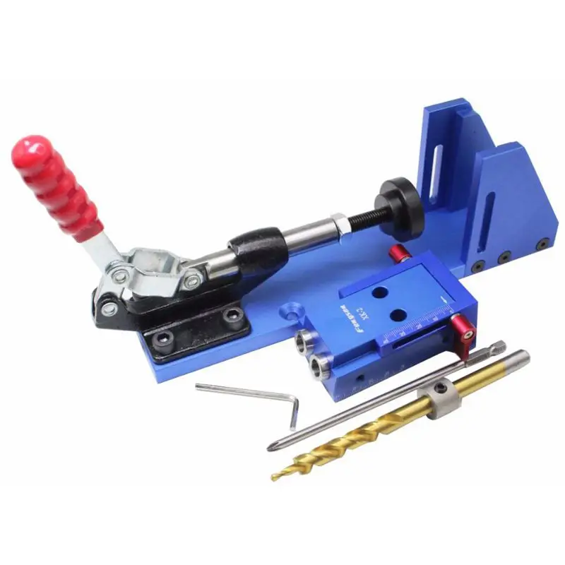 TOP Woodworking Guide Carpenter Kit System inclined hole drill tools clamp base Drill Bit Kit System Pocket Hole Jig Kit
