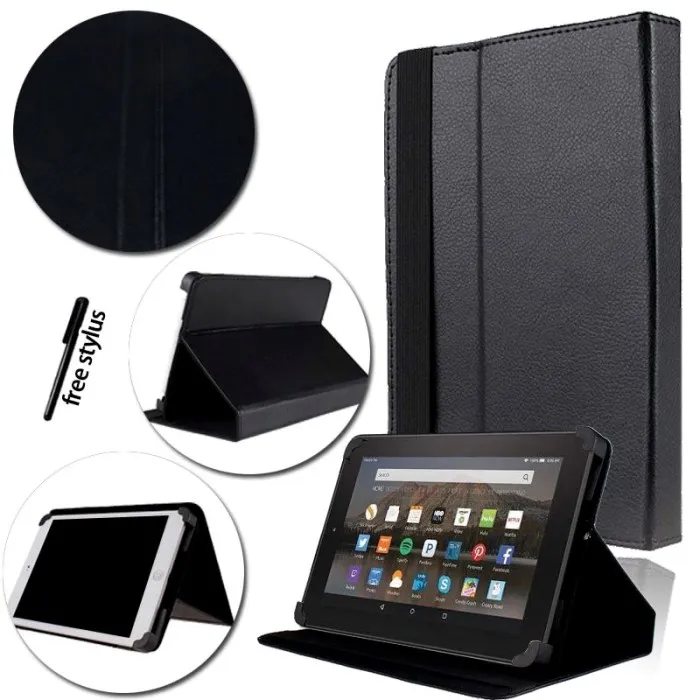 Black KK&LL для Amazon Fire HD 10(7th/5th поколение, / выпуск) кожаный Смарт-планшет стенд Чехол-книжка+ Bluetooth клавиатура - Цвет: Black