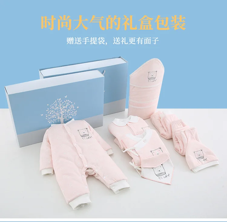 Хлопковый комплект одежды для новорожденных, Одежда для новорожденных девочек, комплект одежды для новорожденных мальчиков, комплект одежды для маленьких детей, комплект из 8 предметов, зимний комплект для малышей, Лидер продаж