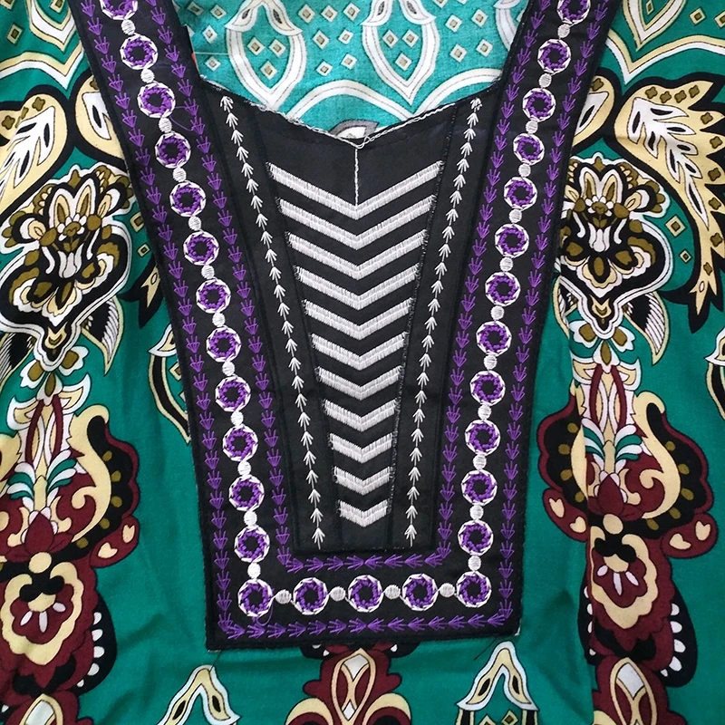 Dashikiage африканские Дашики модные поступления элегантные аппликации зеленый Чистый хлопок африканские длинные платья