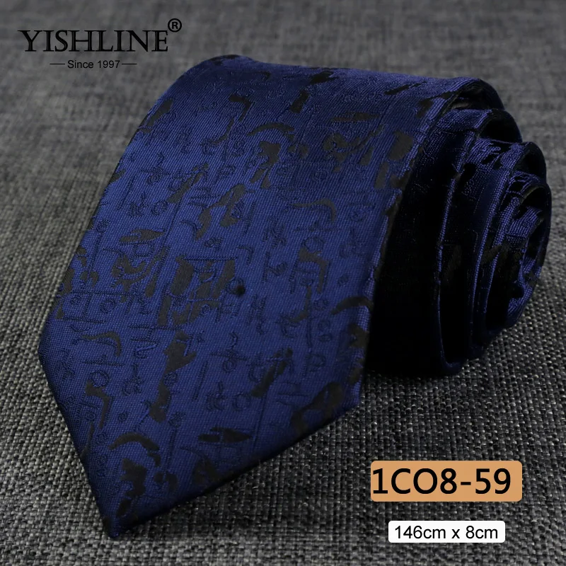 1CO8-59 YISHLINE, распродажа, 8 см, мужские галстуки, классический галстук, синий, для мужчин, в полоску, в клетку, серый, розовый, деловой галстук для жениха, свадебные аксессуары - Цвет: 1CO8-59