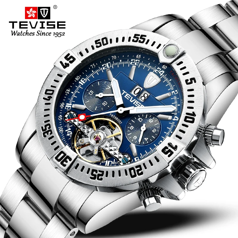 

Men Watch Automatic Mechanical Fashion TEVISE Calendar Time Display Luminous Hands 3ATM Waterproof Wristwatch for Male Gifts
