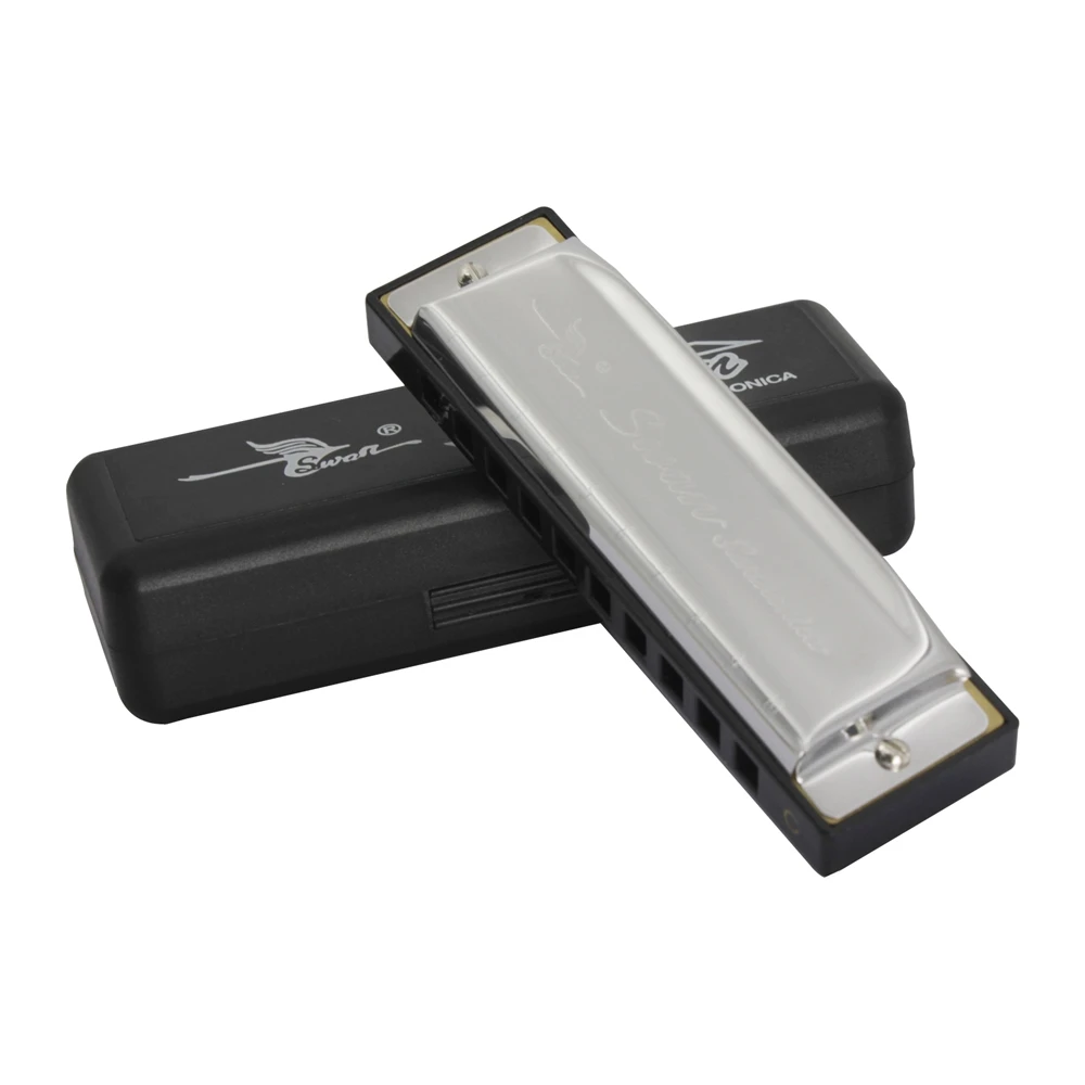 Лебедь гармоники 10 отверстий 20 Тон Ключ C Блюз Джаз фолк-рок музыкальный инструмент диатоническая арфа серебряный цвет SW1020-7 - Цвет: SW1020-7