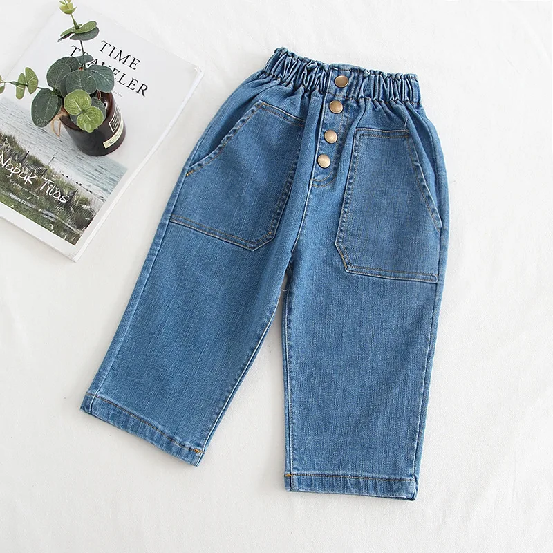 

2019 Girls' Shirt Spring And Autumn New Style Korean-style Childrenswear Children Waist Hugging Jeans Small CHILDREN'S Baby Girl