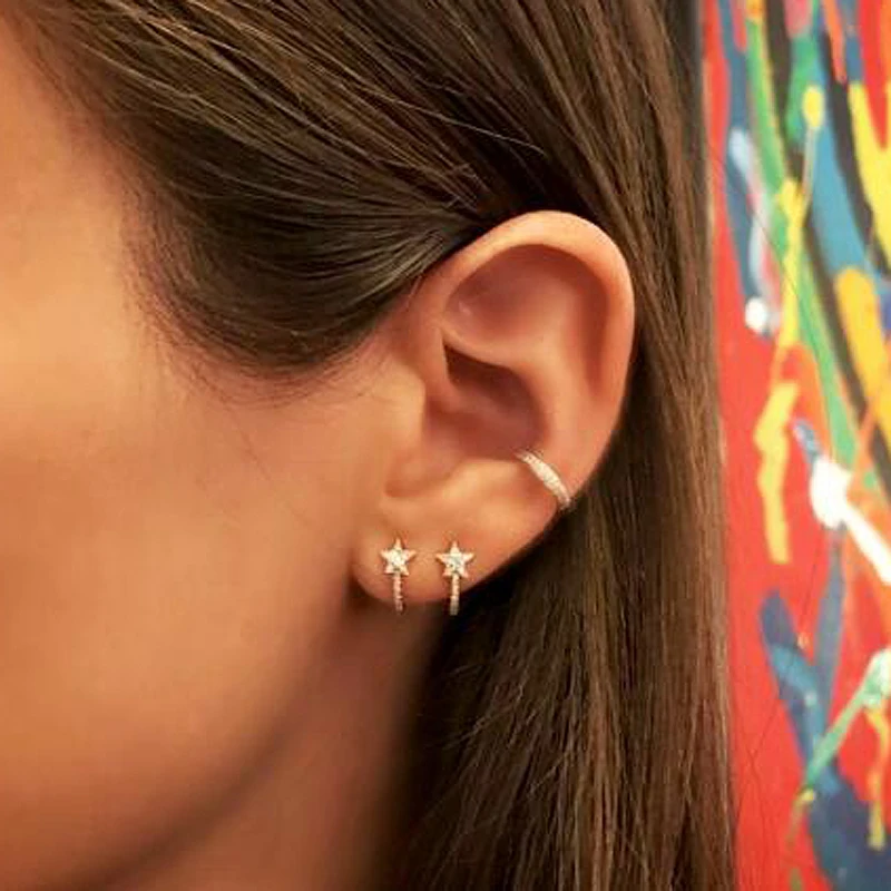 Элегантные Очаровательные серьги в виде звезды, миниатюрные милые ювелирные изделия для девочек, крошечные простые серьги, высокое качество, изящные серьги с фианитами, новинка