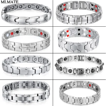 

Fashion 316L Stainless Steel Bio Energy Bracelet Health FIR Bangle Magnetic Jewelry Bracelets Hologram Wristband for Men Women