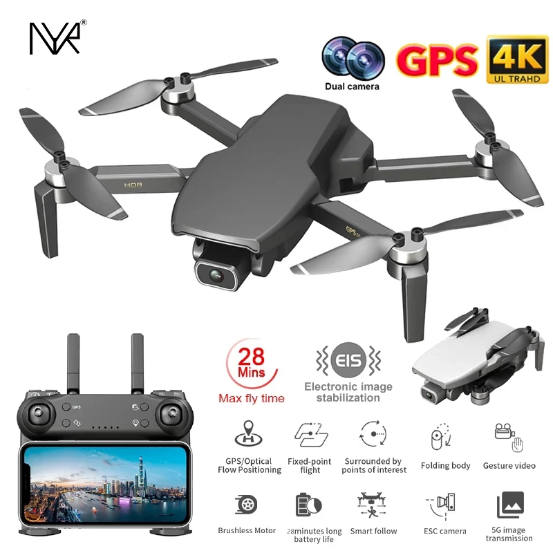 NYR L108 Gps Drone with Follow Me HD 4K Camera Professional 1000m Image Transmission Brushless Motor Foldable Quadcopter RC Dron quadcopter drone remote control
