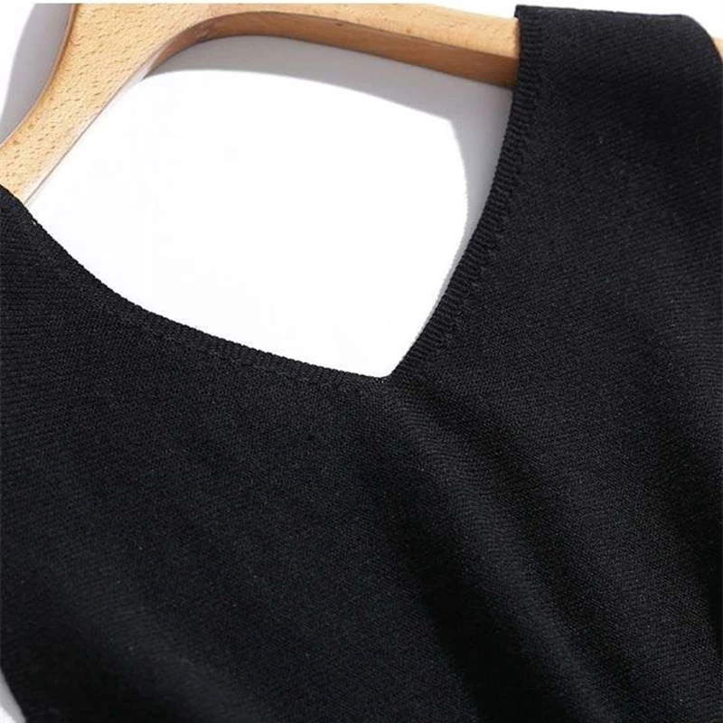 Женский модный кашемировый кружевной жилет с v-образным вырезом, однотонный вязаный брендовый свитер без рукавов FRSEUCAG