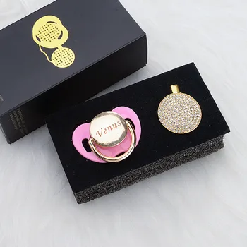 

MIYOCAR Personalized any name can make all gold bling pacifier and pacifier clip BPA free dummy bling unique design PB