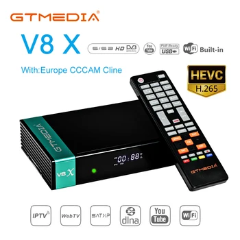 

New GTmedia V8X Satellite TV Receiver Freesat V8 Super Updated GTmedia V8 Nova with Europe Cline for 3 Years Spain Poland