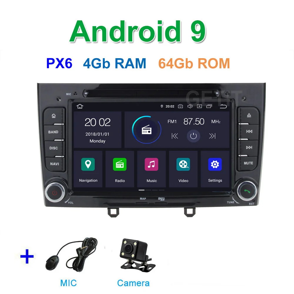 DSP 64G PX6 Android 9 автомобильный DVD видео плеер gps навигация для peugeot 408 308 308SW аудио Радио стерео головное устройство - Цвет: PX6 4G CAMERA