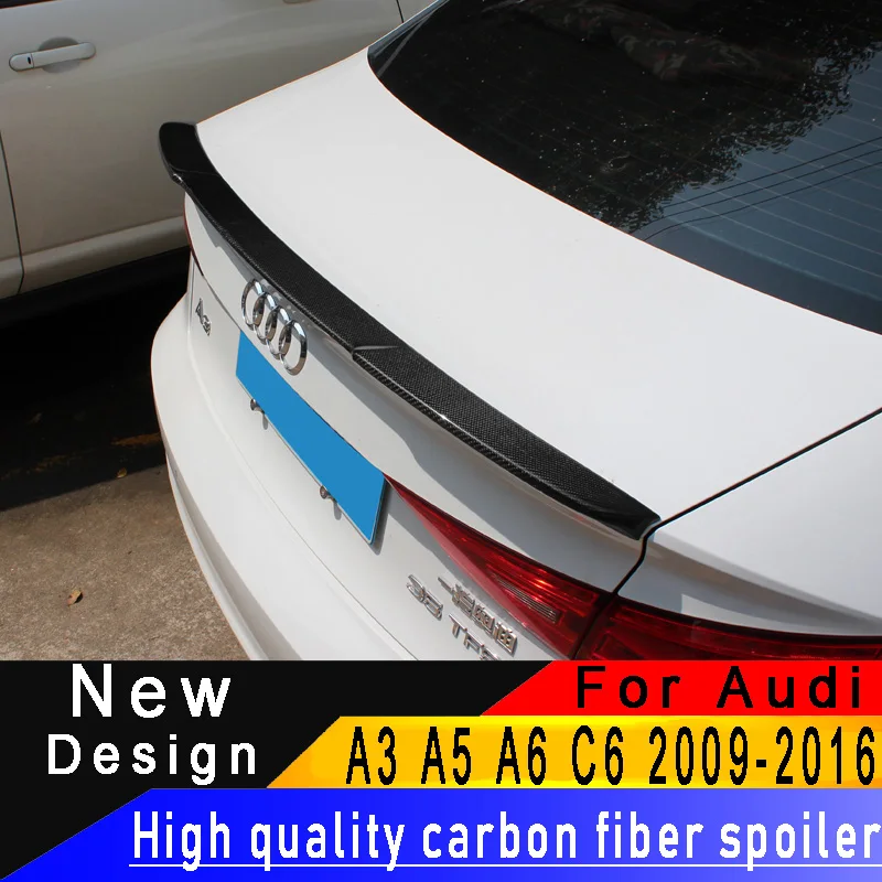 Для Audi A3 A5 2009 2016 A6 C6 2012 Высококачественный спойлер из углеродного волокна задний