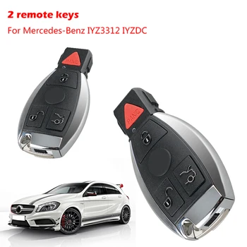 

2pcs Keyless Entry Car Remote Key Fob Clicker For Mercedes-Benz IYZ3312 Keys Wallet Pouch Bag Car Key Cover Bag
