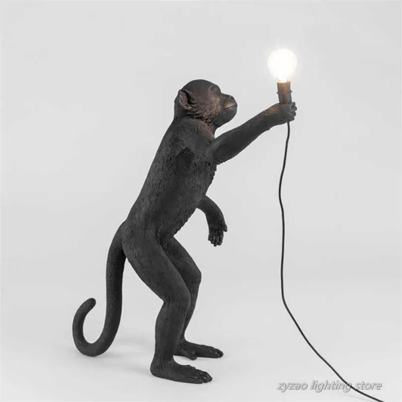 Черная обезьяна смолы настенный светильник ресторан пеньковая веревка мода простой Wandlamp скандинавские Реплики смолы Seletti домашний декор настенные светильники