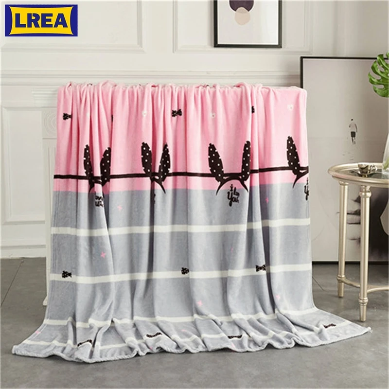 

LREA 4sizes pink fleece seeping blanket for beds polar fleece fabric throw for sofa winter home decor