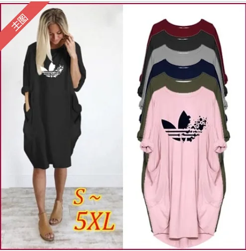 

[Currently Available] Amazon Wish Hot Selling New Style Leaves Printed Cross Border Long Sleeve Irregular Base Dress