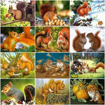 

HUACAN Paint By Numbers Frameless Squirrel Hand Painted Painting Art Gift Diy Pictures By Number Kits Home Decor