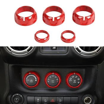 

For Jeep Wrangler JK JKU 11-17 Air Conditioner Switch CD Knob Cover Trim Ring 5X Air Conditioner Switch CD Knob Cover Trim