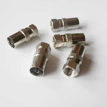 

1X F To IEC DVB-T TV PAL Connector Socket Brooches F Male to IEC Female Plug Nickel Plated Brass Straight Coaxial RF Adapters