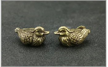 

antique Collection Handmade Brass mandarin ducks craft teahouse living room desktop ornament Miniature wedding decoration a2063