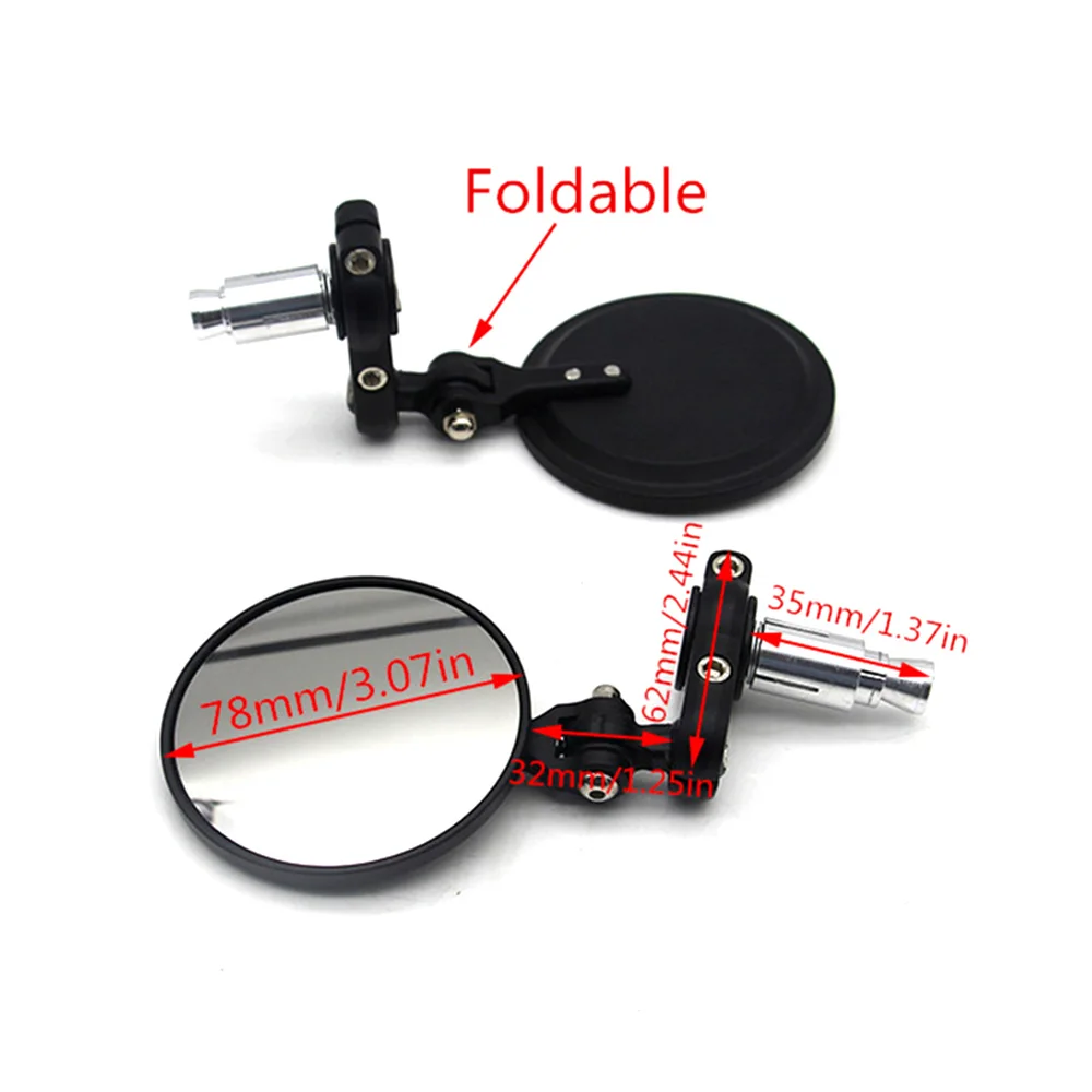 2Pcs Universal Motorcycle Mirror Aluminum Black 22mm Handle Bar End Rearview Side Mirrors Motor Accessories