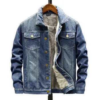 

New luxury Men's Jeans Jacket 2020 Autumn Winter Thick Mens Warm Fleece Denim Jacket Cowboy Casual Coat Male Plus size 5XL