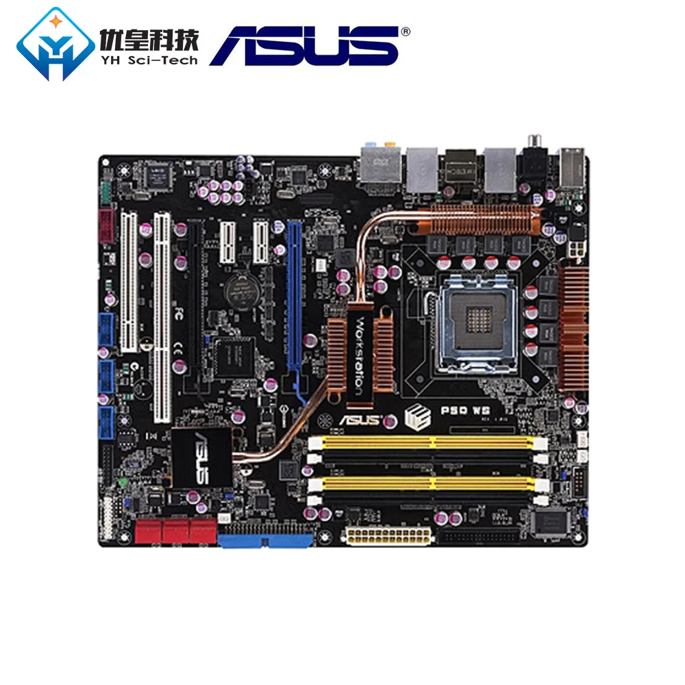 Оригинальная б/у настольная Материнская плата Intel P45 Asus P5Q WS Socket LGA 775 Core 2 Экстремальный/Core 2 Quad DDR2 8G ATX