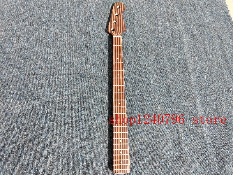 4 string zebrawood electric bass guitar neck natural color