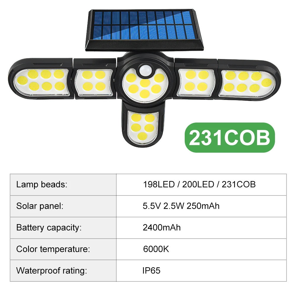 bright solar lights LED Outdoor Solar Lamp Multiple Heads Lighting Lawn Ground Light Motion Sensor Human Induction 3 Modes Spotlights Garden Lights solar powered fairy lights