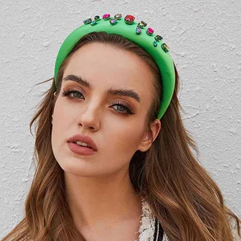 

2019 Za Headbands Baroque Style Vintage Girl Padded Crystals Hair Band Fashion Sponge Ring Headband Hair Wraps