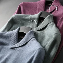 JSBD зима тепло чистый мериносовая шерсть ткань мужской толстый шерстяной свитер воротник свитер