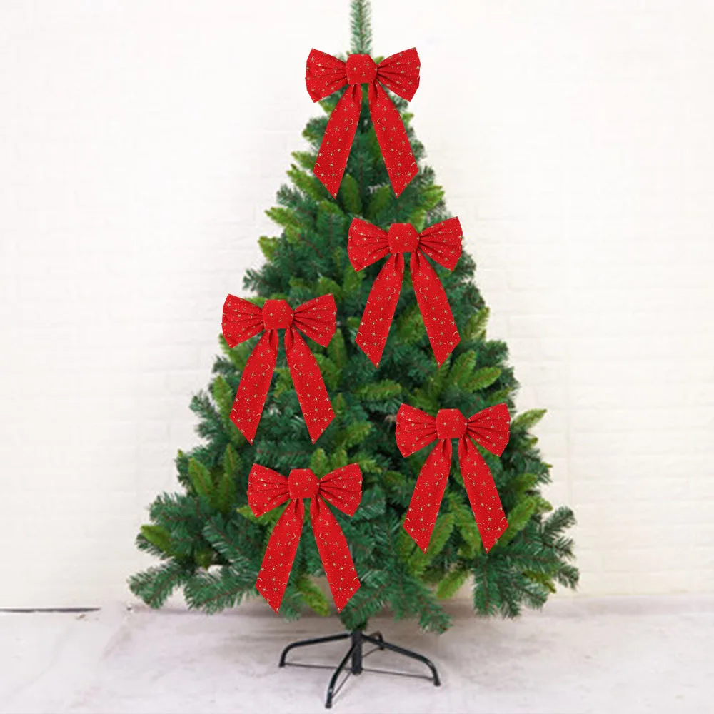 Большой красный фланелевый Рождественский бантик Красная рождественская елка украшения поставки мульти-размер галстук-бабочка для свадьбы год ремесло бант