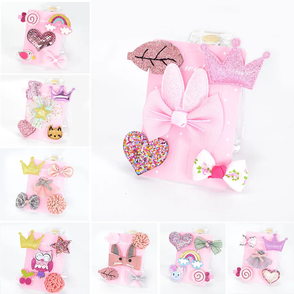 Детские заколки клипсы для волос аксессуары 5 шт./компл. детские с цветочным